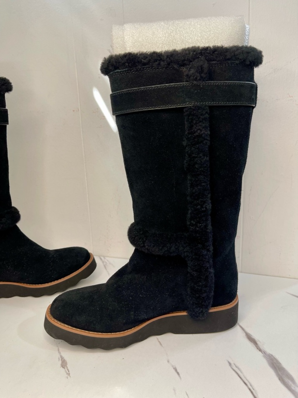 Coach Women's 6 BELMONT Suede Leather Cold Weather Winter Black tall Boots Shoes - Picture 4 of 11